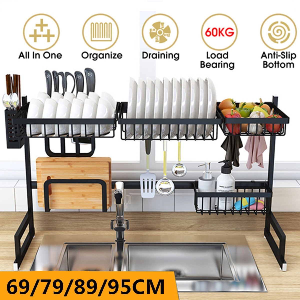 Multifunktionaler doppelschichtiger Küchenorganisator